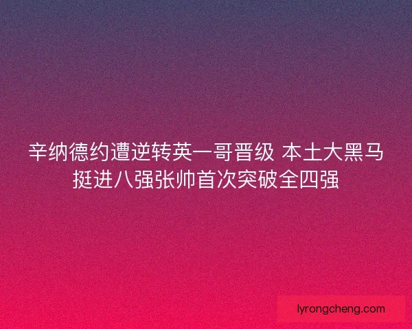 辛纳德约遭逆转英一哥晋级 本土大黑马挺进八强张帅首次突破全四强